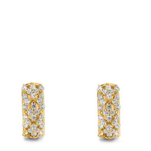 Hinged hoop Silver Zirconia Yellow Gold plated