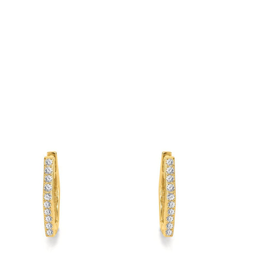 Hinged hoop Silver Zirconia 20 Stones Yellow Gold plated