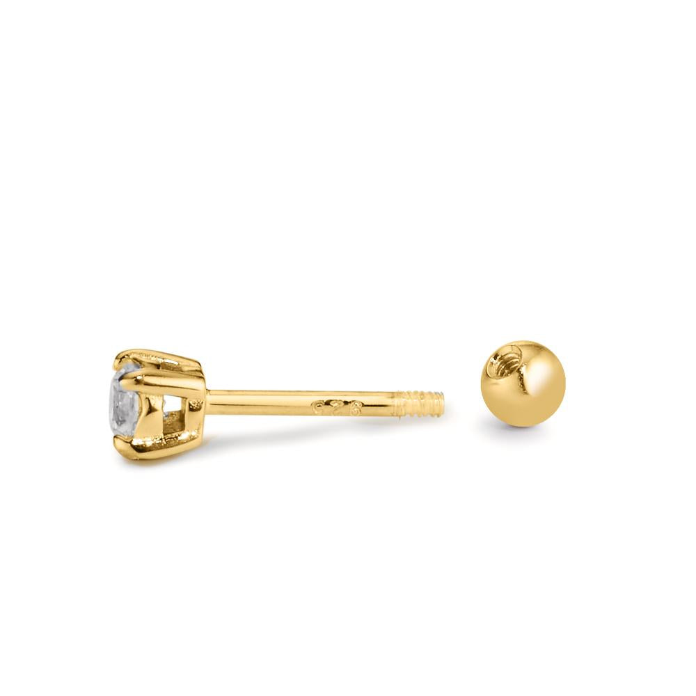 Piercing Silver Zirconia Yellow Gold plated Ø3 mm