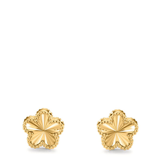 Stud earrings Silver Zirconia Yellow Gold plated Flower Ø10 mm