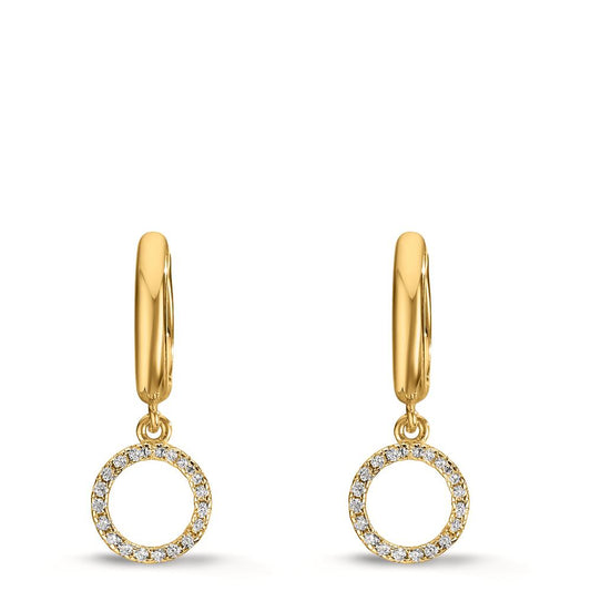 Hinged hoop Silver Zirconia Yellow Gold plated
