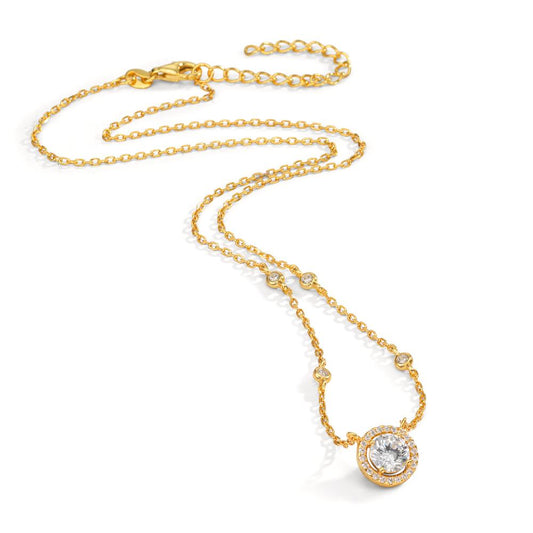 Necklace Silver Zirconia Yellow Gold plated 40-45 cm