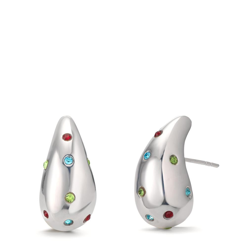Drop Earrings Silver Zirconia Colorful, 24 Stones