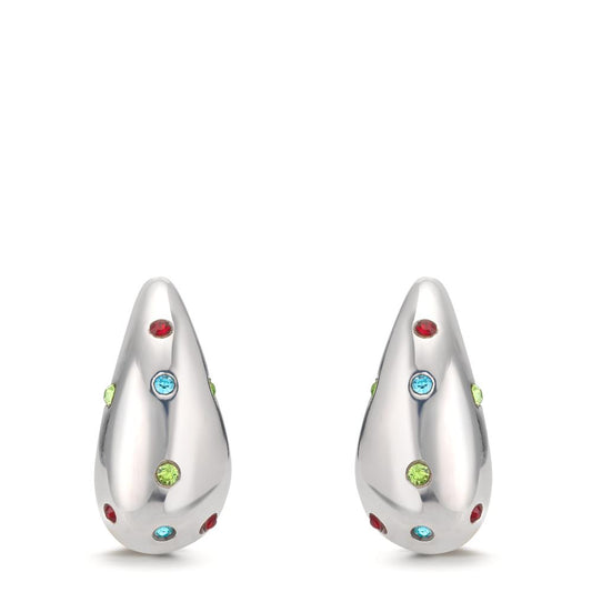 Drop Earrings Silver Zirconia Colorful, 24 Stones