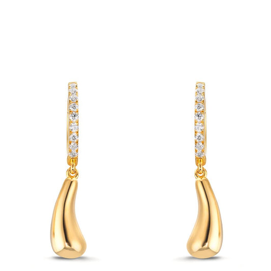 Hinged hoop Silver Zirconia 18 Stones Yellow Gold plated