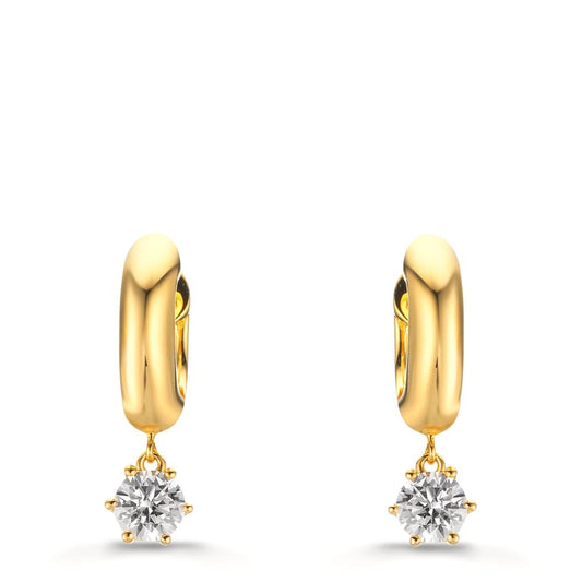 Hinged hoop Silver Zirconia 2 Stones, 5 mm Yellow Gold plated