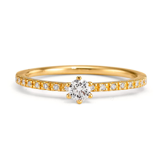 Solitaire ring 18k Yellow Gold Diamond 0.20 ct, 17 Stones, brilliant, w-si