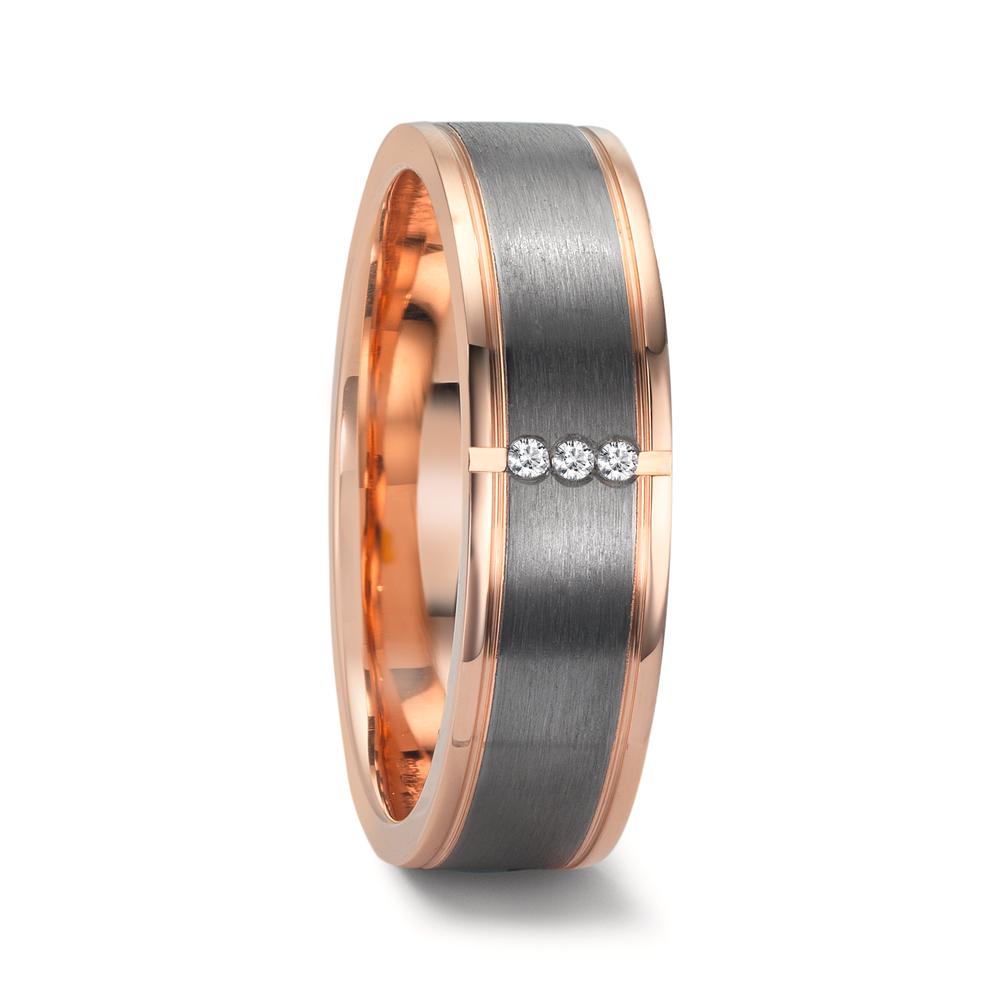 Wedding Ring 14k Red Gold, Tantal 999 Diamond 0.024 ct, 3 Stones, w-si