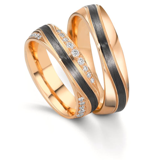 Wedding Ring 14k Rose Gold, Carbon
