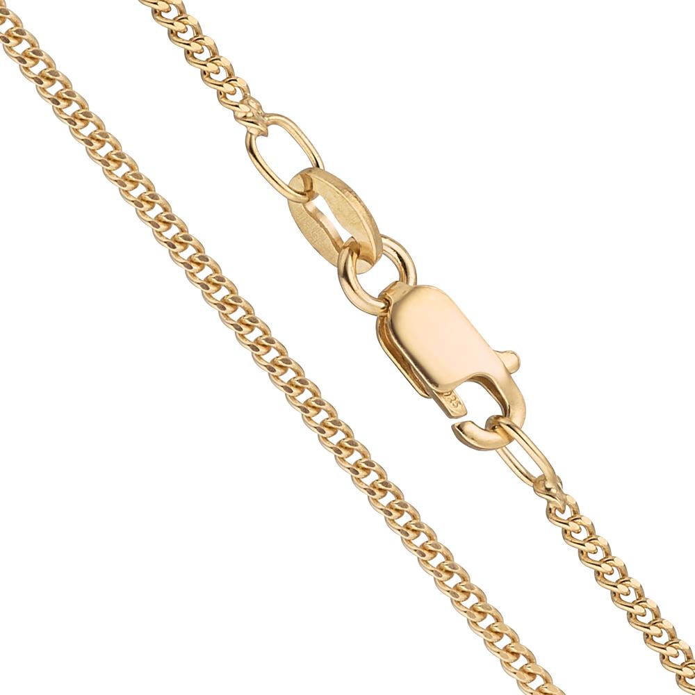 Curb-Necklace Silver Gold plated 60 cm