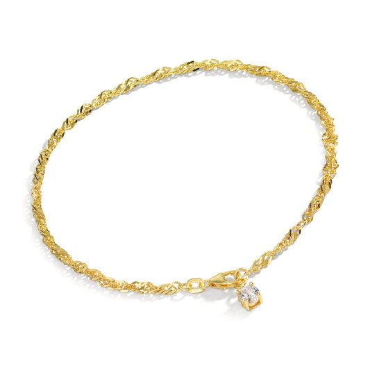 Anklet Silver Zirconia Yellow Gold plated 23-25 cm