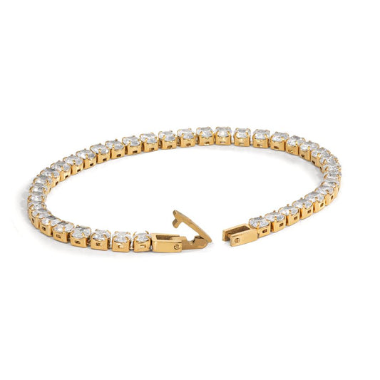 Bracelet Stainless steel Zirconia Yellow IP coated 19 cm