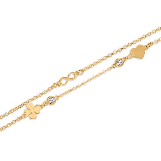 Anklet Silver Yellow Gold plated 23-26 cm