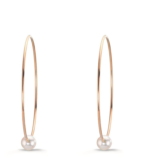 Hoop earrings 18k Red Gold Akoya pearls, 6 mm