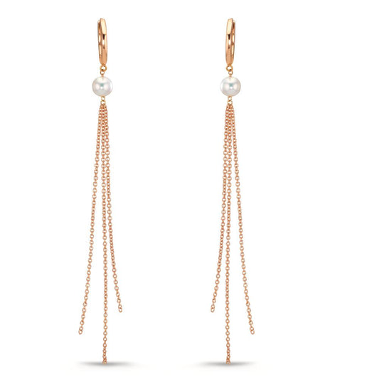 Hinged hoop 18k Red Gold Freshwater pearl, 2 Pearls