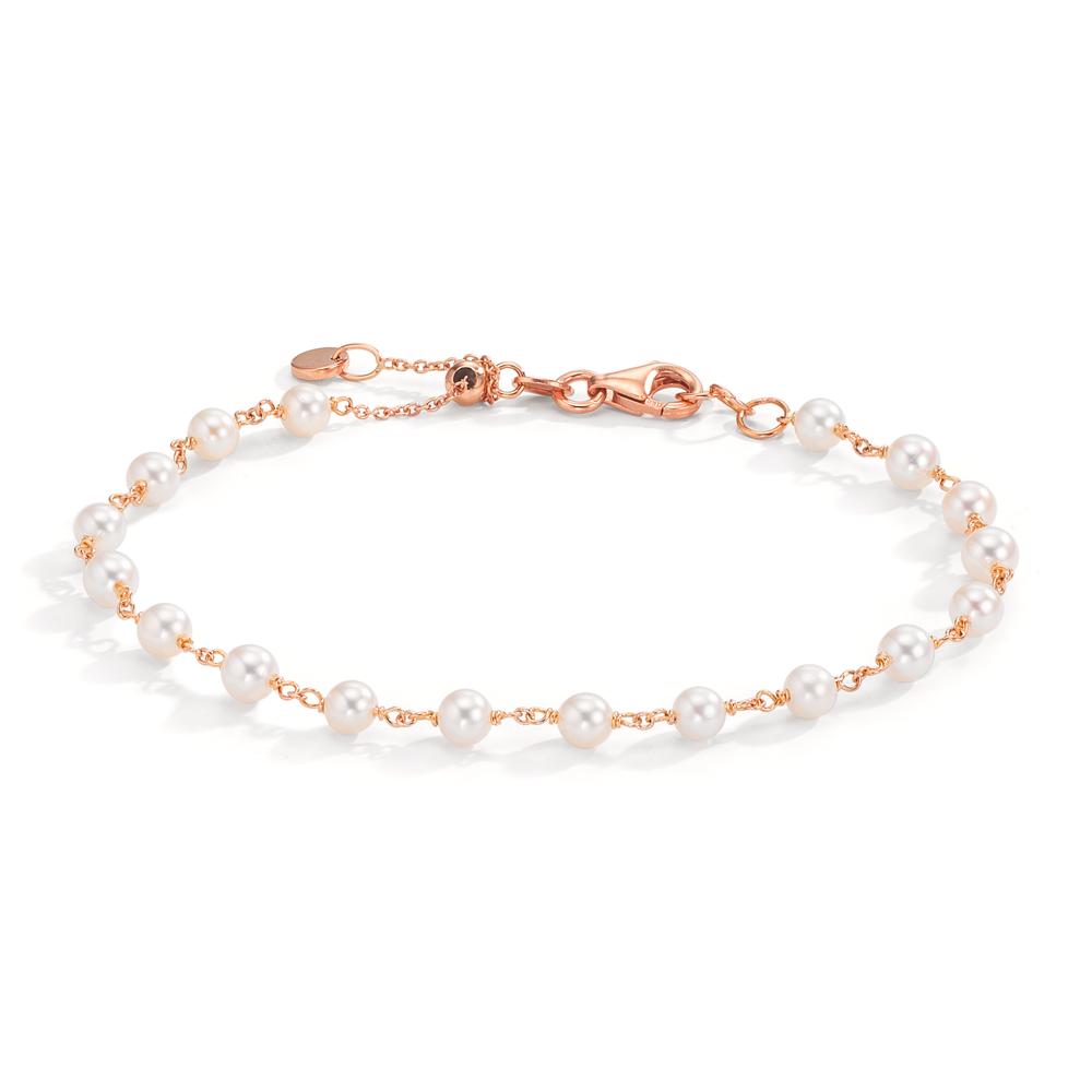 Bracelet 18k Red Gold Freshwater pearl, 18 Pearls, 3.5 mm 16.5-18.5 cm