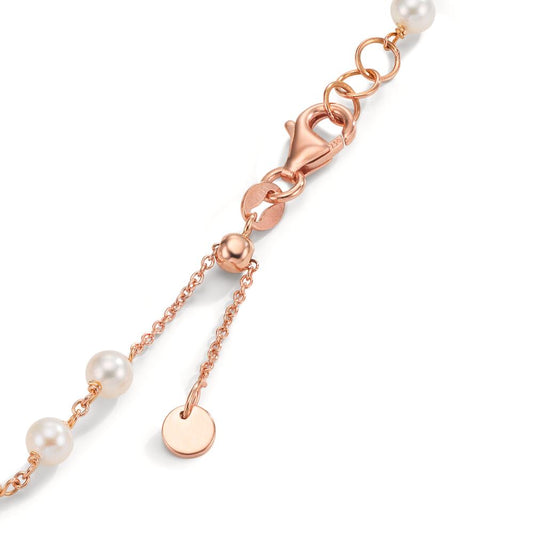 Bracelet 18k Red Gold Freshwater pearl, 18 Pearls, 3.5 mm 16.5-18.5 cm