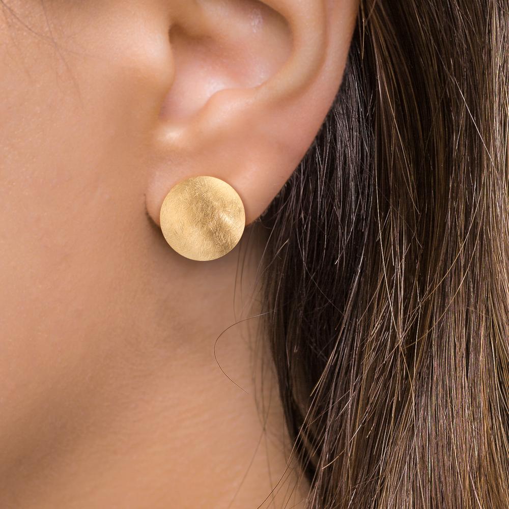 Stud earrings Silver Yellow Gold plated Ø22 mm