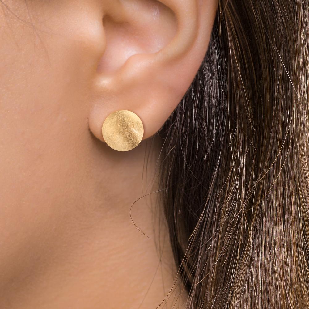 Stud earrings Silver Yellow Gold plated Ø17 mm