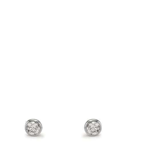 Stud earrings 9k White Gold Zirconia 2 Stones Ø2.9 mm