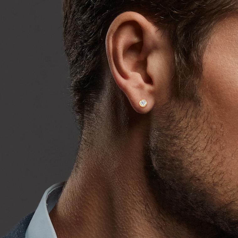 Stud earrings 9k Yellow Gold Zirconia 2 Stones Ø3.5 mm