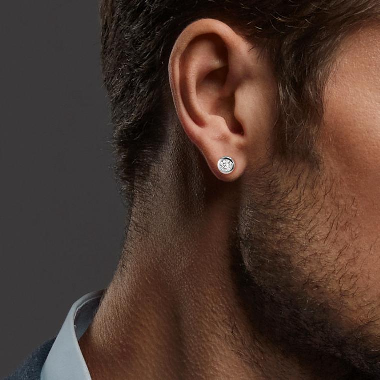 Stud earrings 9k White Gold Zirconia 2 Stones Ø5 mm