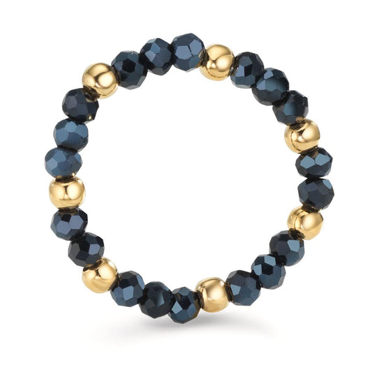 Ring Stainless steel Crystal Blue, 3 mm Yellow IP coated