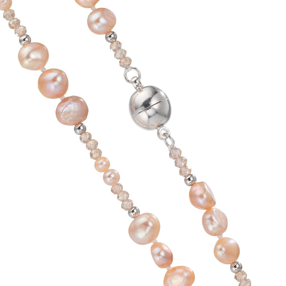 Necklace Stainless steel Crystal Rose Freshwater pearl Rose 90 cm