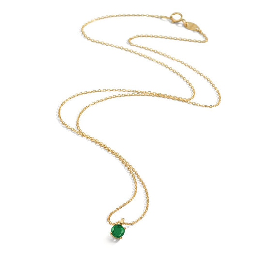 Necklace 18k Yellow Gold Emerald 0.22 ct 42 cm