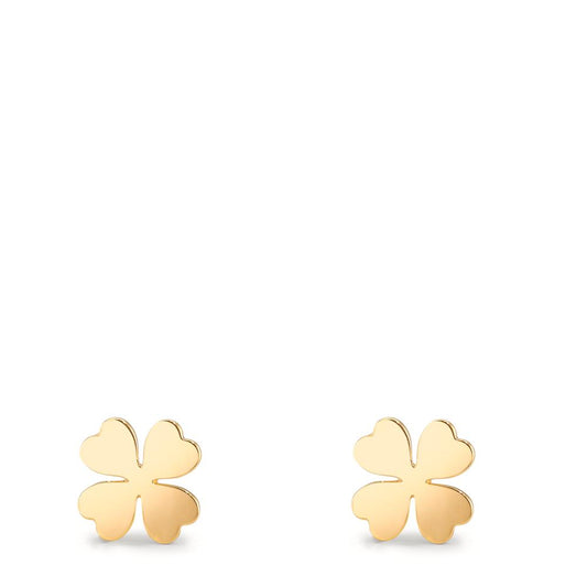 Stud earrings 9k Yellow Gold Cloverleaf Ø6 mm