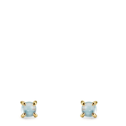 Stud earrings 9k Yellow Gold Topaz Light Blue, 2 Stones Ø4.3 mm