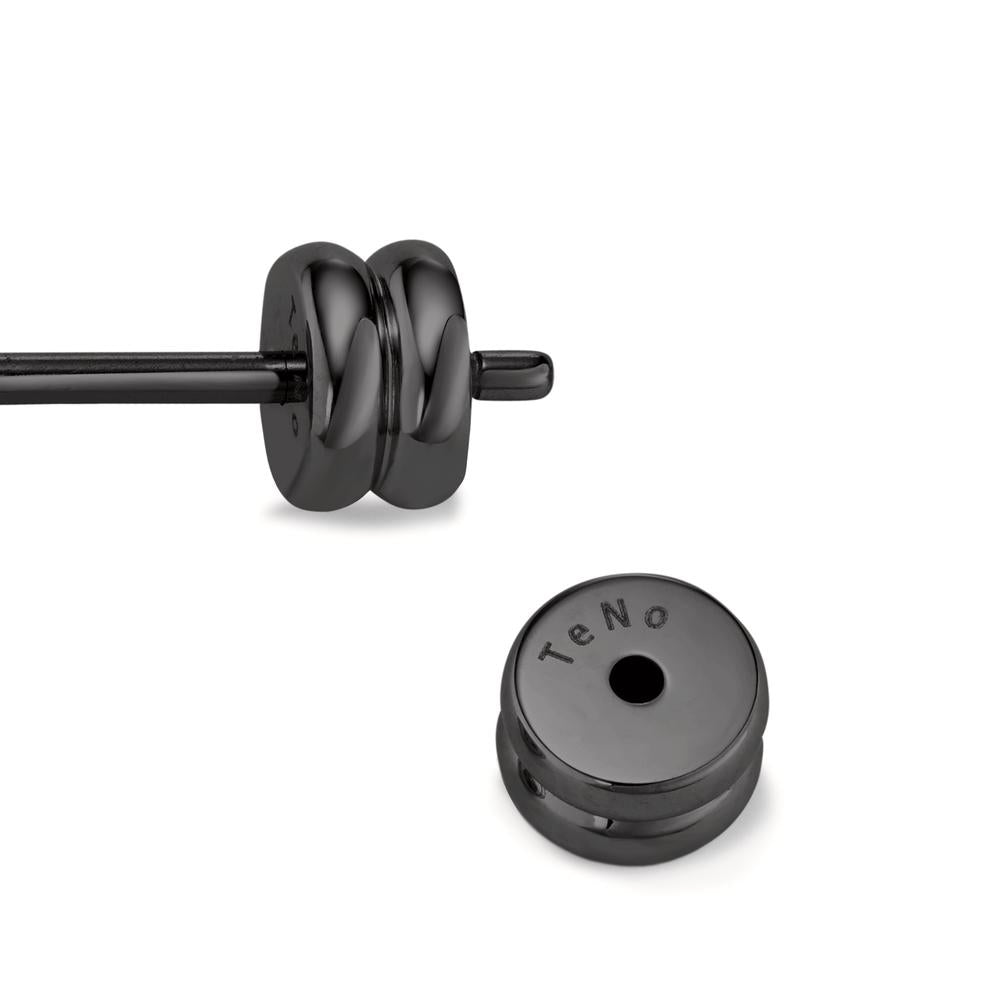 Single stud earring Stainless steel Black IP coated Edelweiss Ø8 mm