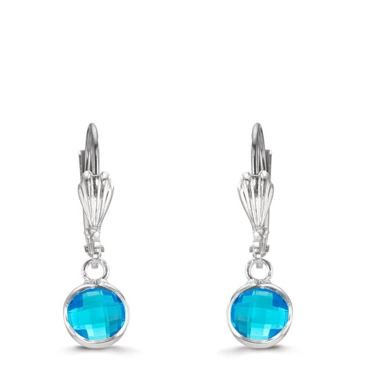 Drop Earrings Hypoallergenic Crystal Blue, 2 Stones, 6 mm