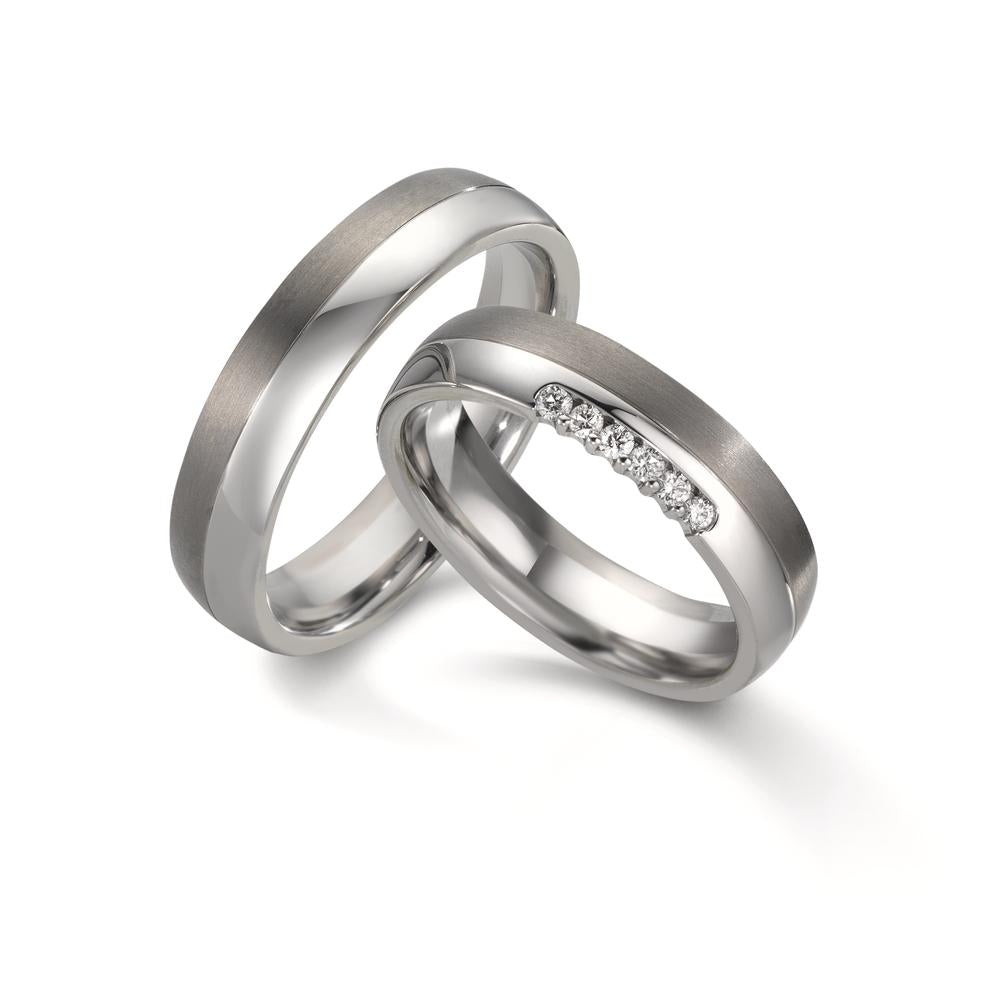 Wedding Ring Stainless steel, Titanium Diamond 0.09 ct, 5 Stones, w-si