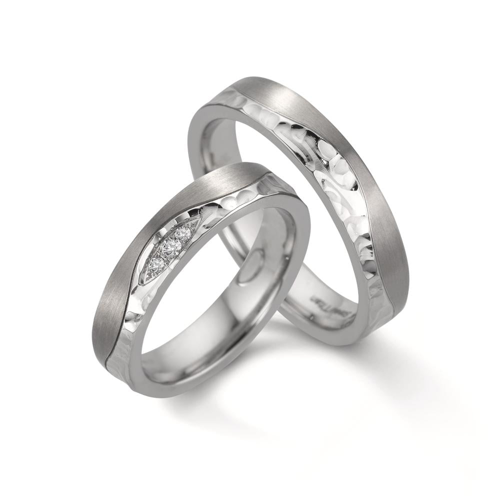 Wedding Ring Stainless steel, Titanium Diamond 0.045 ct, 3 Stones, w-si