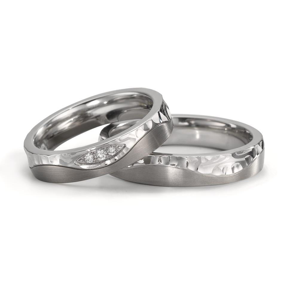 Wedding Ring Stainless steel, Titanium Diamond 0.045 ct, 3 Stones, w-si