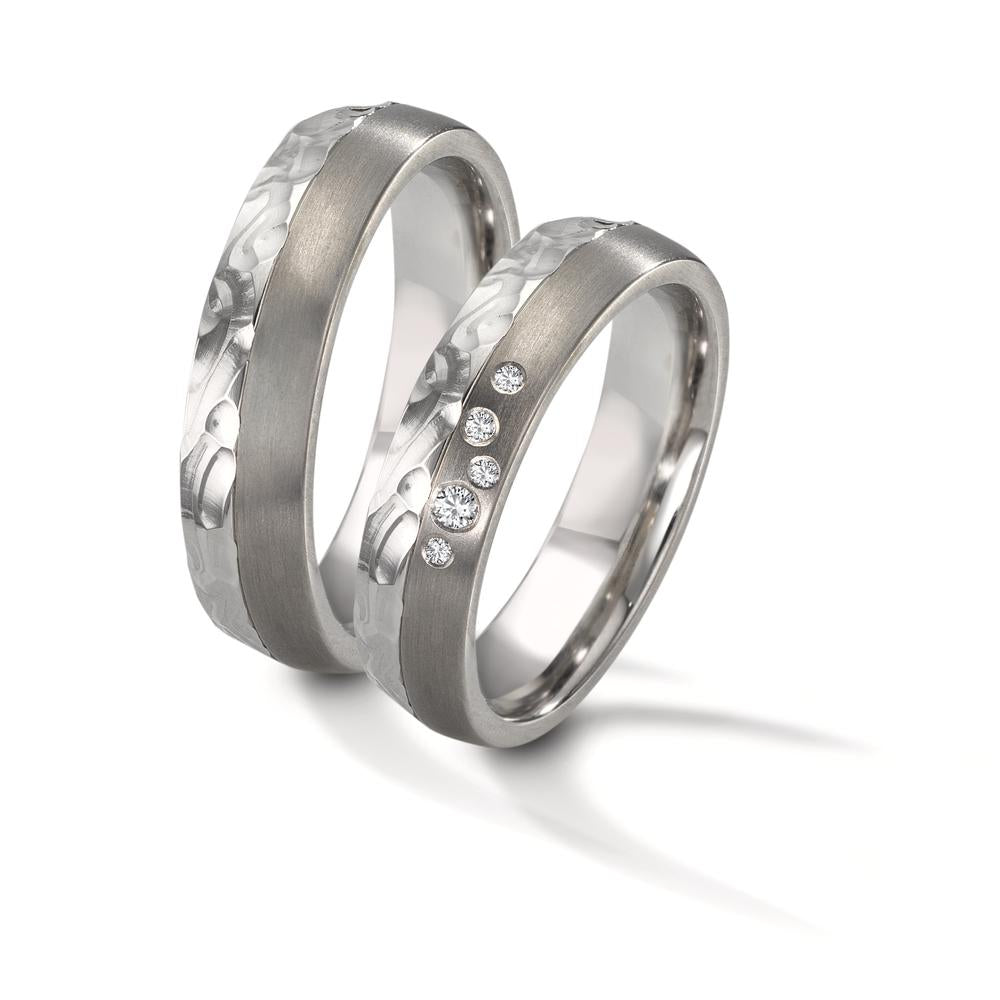 Wedding Ring Stainless steel, Titanium Diamond 0.05 ct, 5 Stones, w-si
