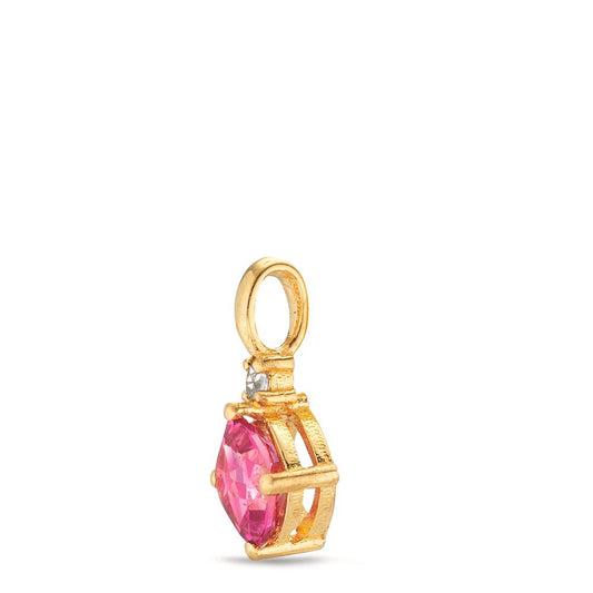 Pendant 18k Yellow Gold Topaz Pink, Topaz White Ø6.5 mm