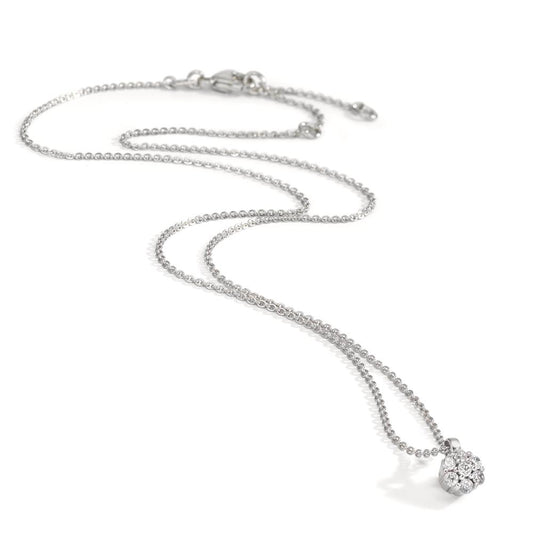 Necklace Silver Zirconia 7 Stones Rhodium plated Flower 38 cm