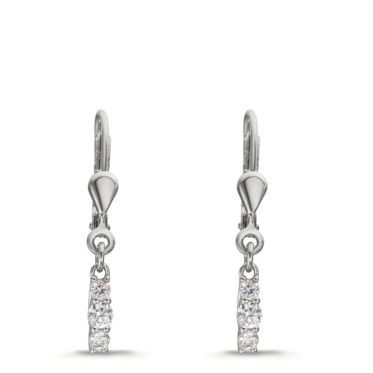 Drop Earrings Silver Zirconia 6 Stones Rhodium plated
