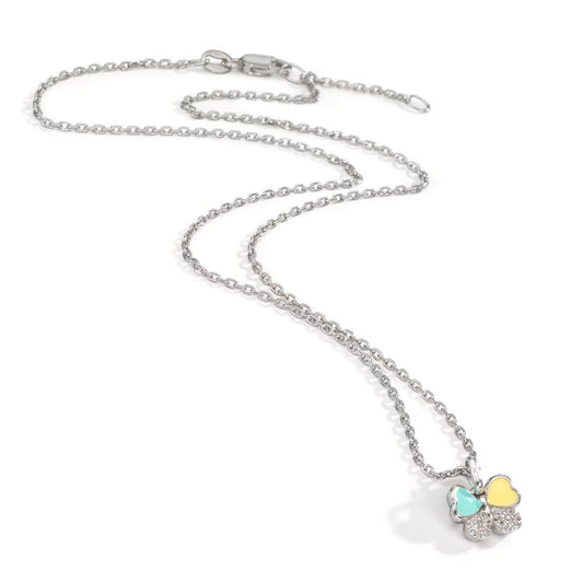 Necklace with pendant Silver Zirconia 10 Stones Rhodium plated Butterfly 36-38 cm