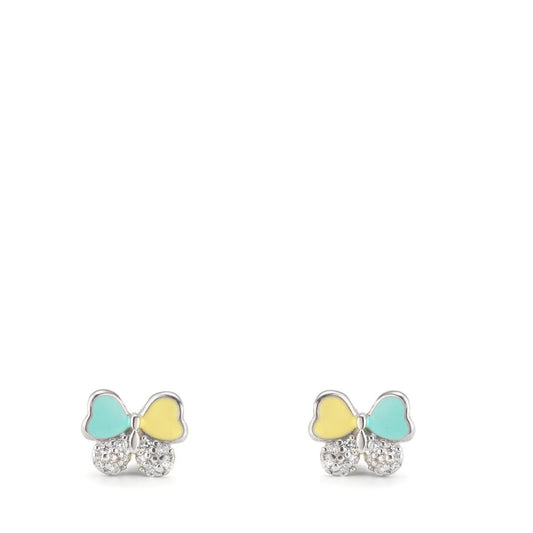 Stud earrings Silver Zirconia 20 Stones Rhodium plated Butterfly Ø6 mm