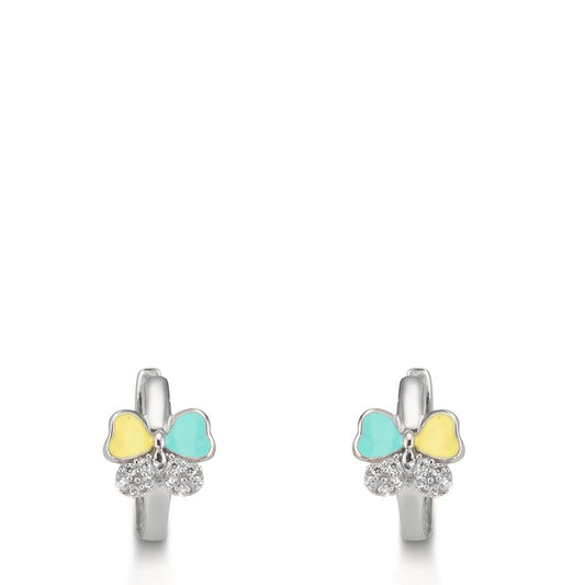 Hinged hoop Silver Zirconia 20 Stones Rhodium plated Butterfly