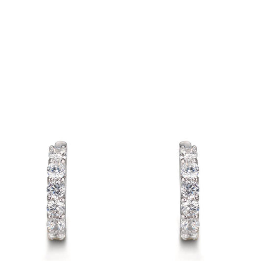 Hinged hoop Silver Zirconia 16 Stones Rhodium plated