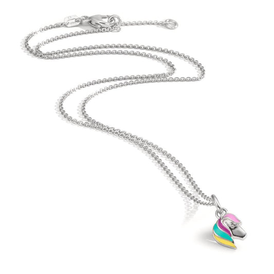 Necklace with pendant Silver Zirconia Rhodium plated Horse 36-38 cm