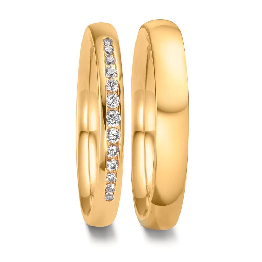 Wedding Ring 18k Yellow Gold Diamond 0.132 ct, 13 Stones, tw-vsi