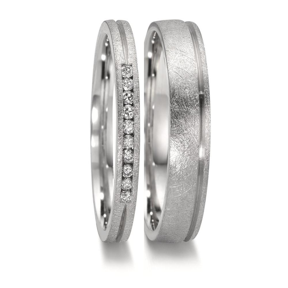 Wedding Ring Platinum 950 Diamond 0.075 ct, 10 Stones, w-si
