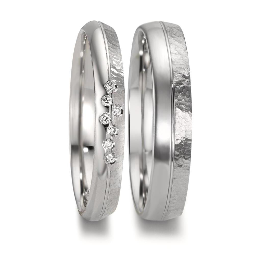Wedding Ring Platinum 950 Diamond 0.035 ct, 7 Stones, w-si