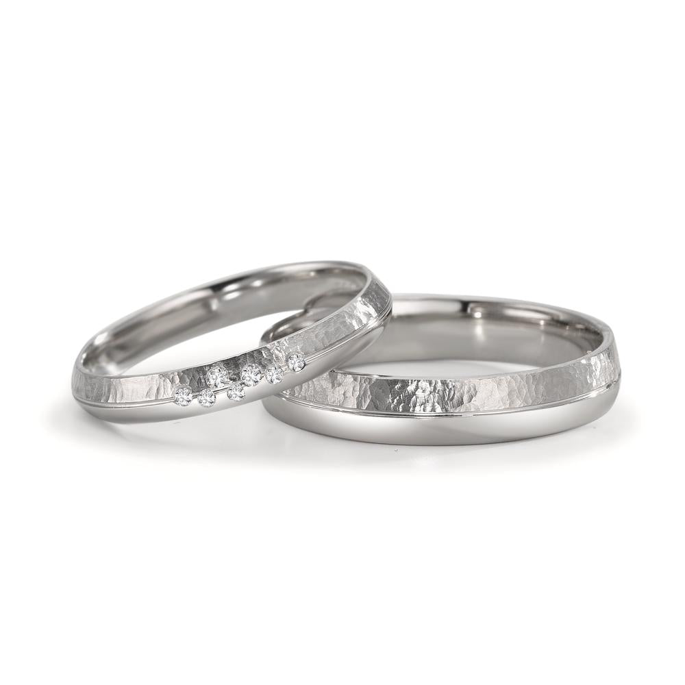 Wedding Ring Platinum 950 Diamond 0.035 ct, 7 Stones, w-si