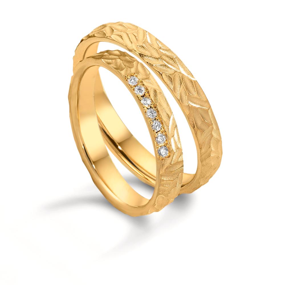 Wedding Ring 18k Yellow Gold Diamond 0.063 ct, 7 Stones, w-si